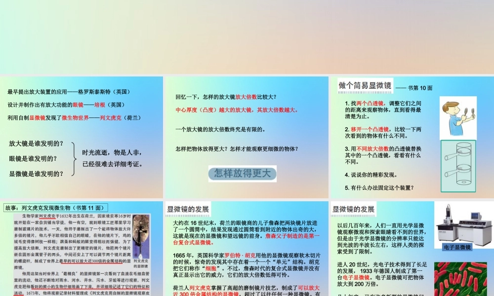 六年级科学下册 第一单元 微小世界 4怎样放得更大课件 教科版-教科版小学六年级下册自然科学课件