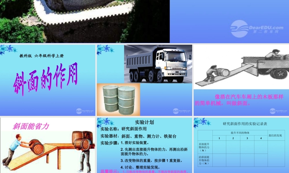 六年级科学上册 斜面的作用课件 教科版