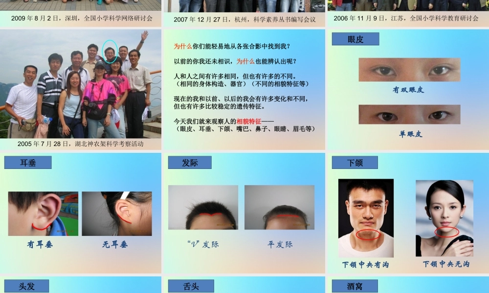 六年级科学上册 生物的多样性 5相貌各异的我们课件 教科版-教科版小学六年级上册自然科学课件