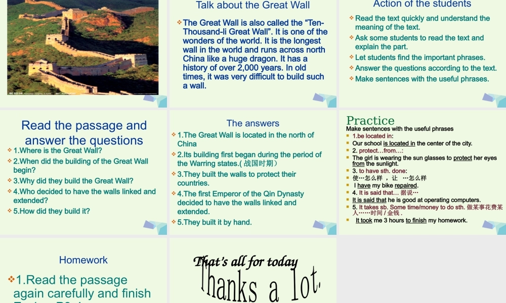 六年级英语上册 Unit 1 How long is the Great Wall课件3 外研版（一起）-外研版小学六年级上册英语课件