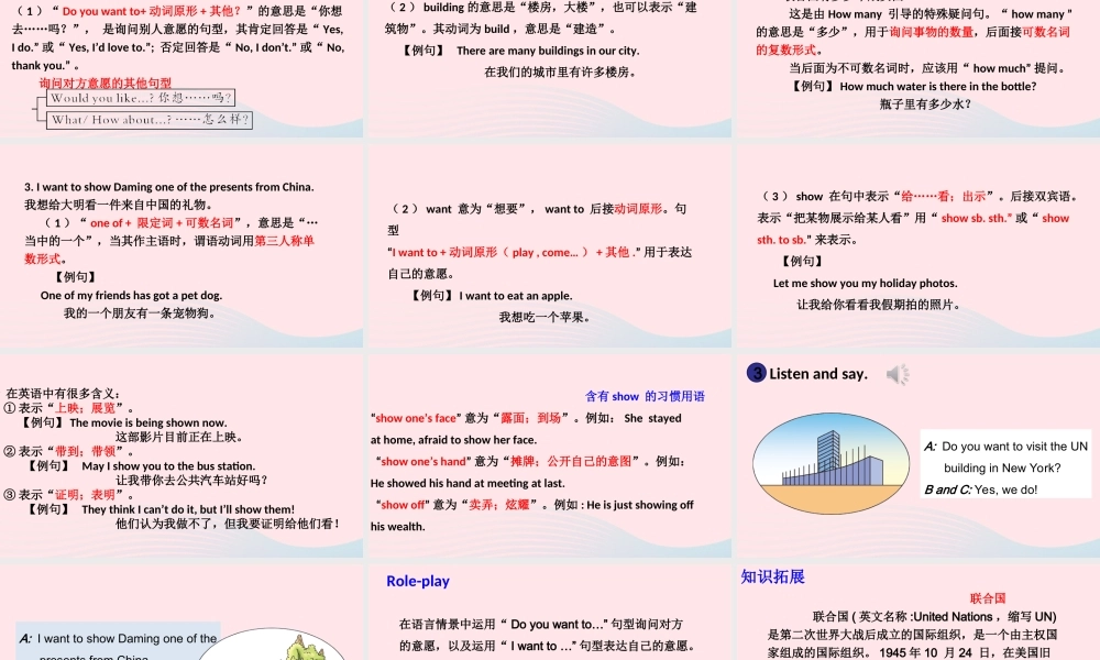 六年级英语上册 Module 9 Unit 1 Do you want to visit the UN building课件