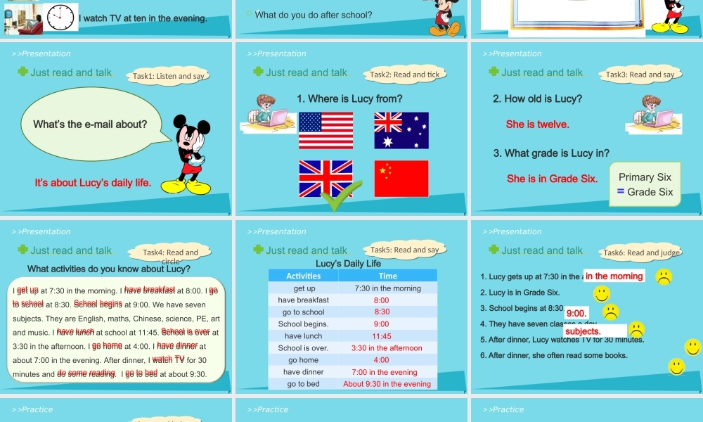 六年级英语上册 Unit 1 I go to school at 8：00（Lesson1）教学课件 人教精通版-人教版小学六年级上册英语课件