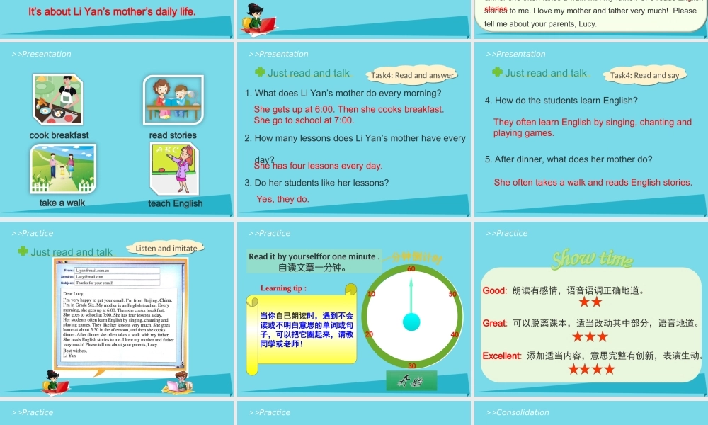 六年级英语上册 Unit 1 I go to school at 8：00（Lesson3）教学课件 人教精通版-人教版小学六年级上册英语课件