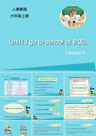 六年级英语上册 Unit 1 I go to school at 8：00（Lesson3）教学课件 人教精通版-人教版小学六年级上册英语课件