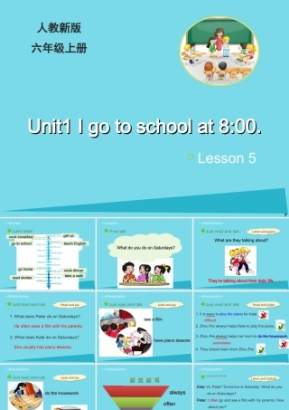 六年级英语上册 Unit 1 I go to school at 8：00（Lesson5）教学课件 人教精通版-人教版小学六年级上册英语课件