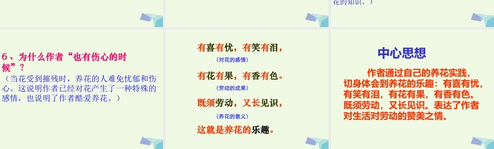 六年级语文上册 养花课件3 鄂教版-鄂教版小学六年级上册语文课件