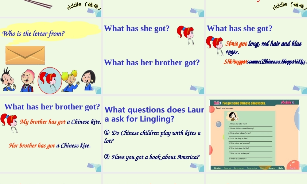 六年级英语上册 Unit 1 I’ve got some Chinese chopsticks课件2 外研版（一起）-外研版小学六年级上册英语课件