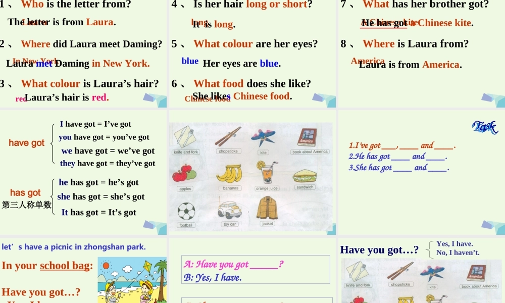 六年级英语上册 Unit 1 I’ve got some Chinese chopsticks课件2 外研版（一起）-外研版小学六年级上册英语课件