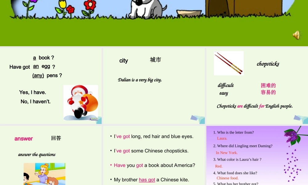 六年级英语上册 Unit 1 I’ve got some Chinese chopsticks课件3 外研版（一起）-外研版小学六年级上册英语课件