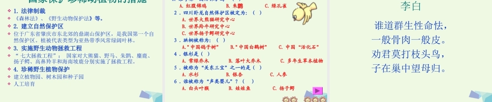 六年级科学上册 珍稀动植物课件10 青岛版-青岛版小学六年级上册自然科学课件