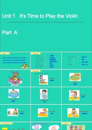 六年级英语上册 Unit 1 It's time to play the violin Part A课件+素材 陕旅版（三起）