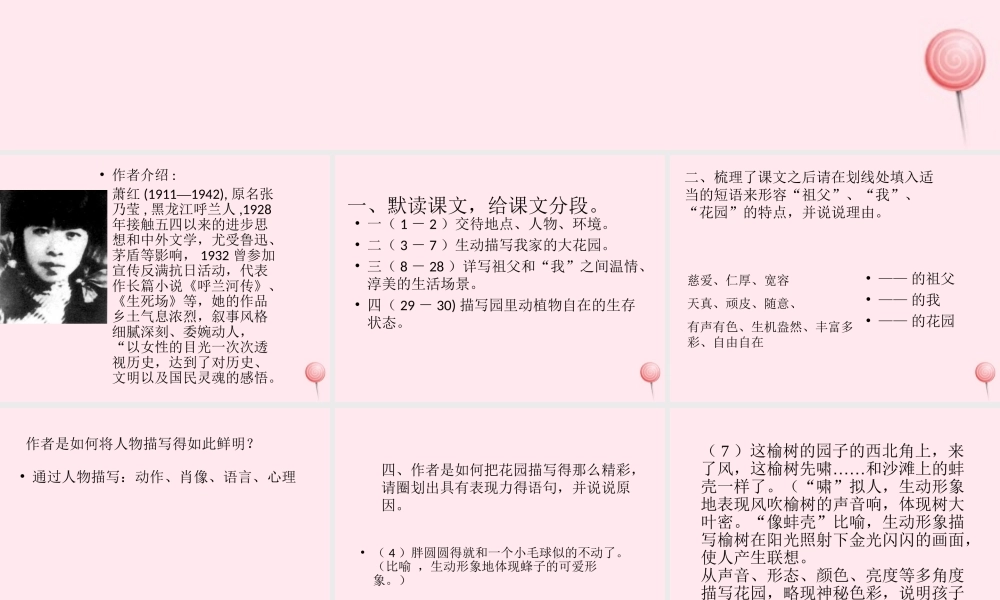 六年级语文上册 第1课《祖父和我》课件1 沪教版-沪教版小学六年级上册语文课件