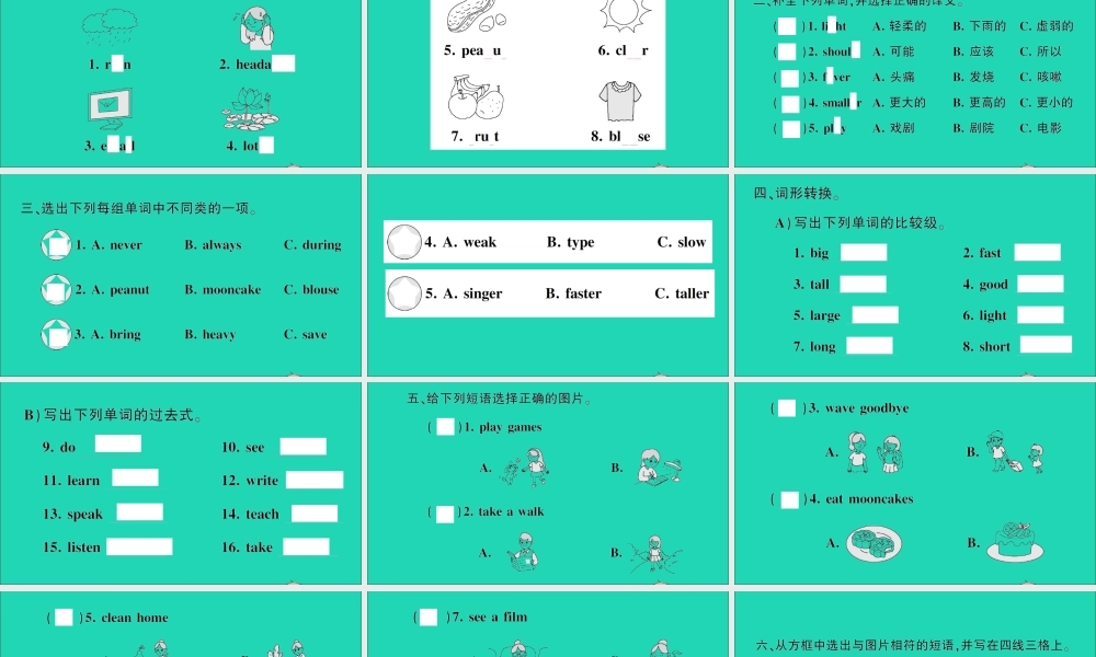 六年级英语上册（词汇）作业课件 湘少版（三起）-湘少版小学六年级上册英语课件