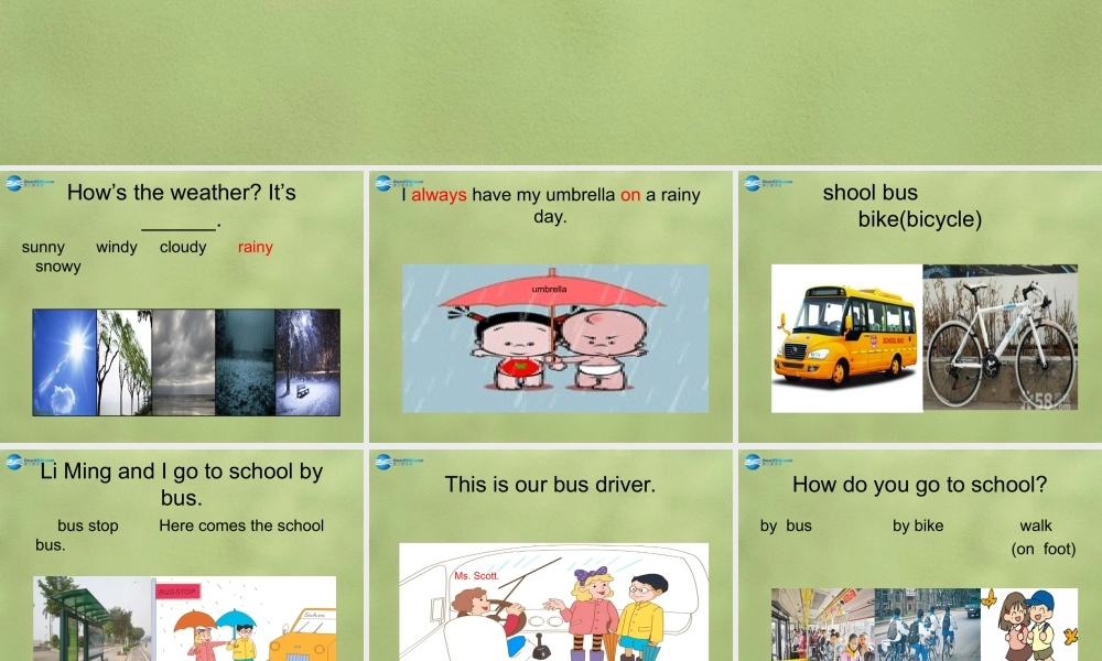 六年级英语上册《Lesson 9 On the School Bus》课件1 冀教版