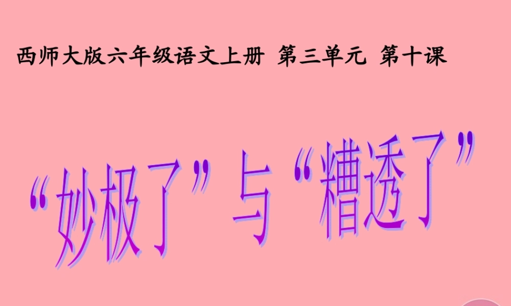 六年级语文上册 第10课“妙极了”与“遭透了”课件1 西师大版-西师大版小学六年级上册语文课件