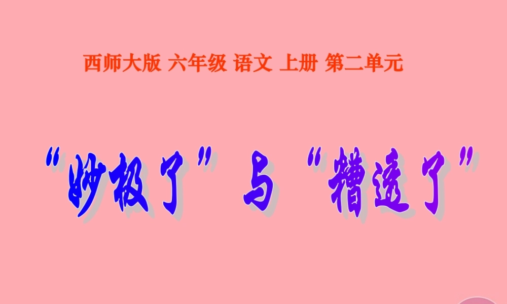 六年级语文上册 第10课“妙极了”与“遭透了”课件2 西师大版-西师大版小学六年级上册语文课件