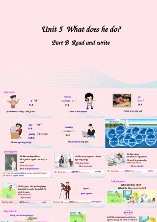 六年级英语上册 Unit 5 What does he do Part B 第3课时备用课件+素材 人教PEP版