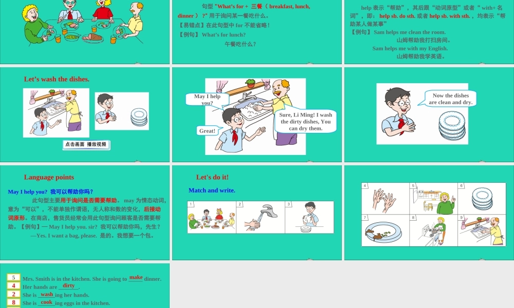 六年级英语上册 Unit 1 Li Ming Goes to Canada Lesson 4 Making Dinner课件+素材 冀教版（三起）