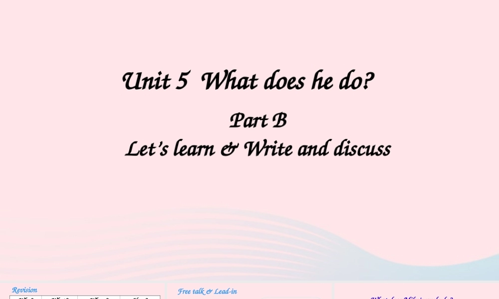 六年级英语上册 Unit 5 What does he do Part B 第4课时上课课件+素材 人教PEP版