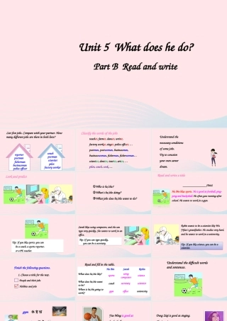 六年级英语上册 Unit 5 What does he do Part B 第5课时上课课件+素材 人教PEP版