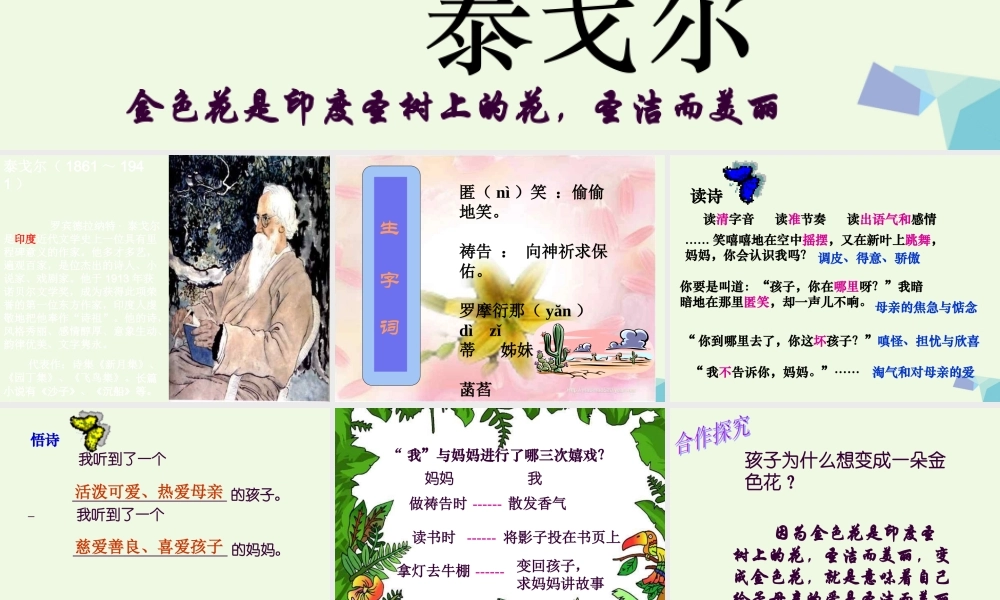 六年级语文上册 第11课 金色花课件 鲁教版-鲁教版小学六年级上册语文课件