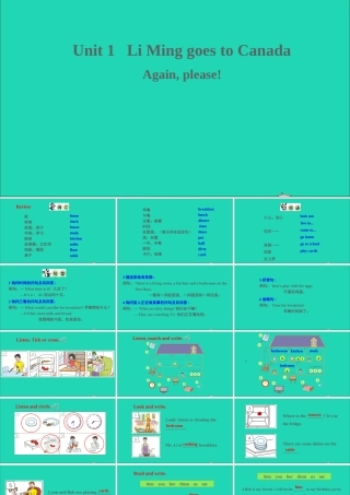 六年级英语上册 Unit 1 Li Ming Goes to Canada（Again please）课件+素材 冀教版（三起）
