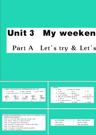 六年级英语上册 Unit 3 My weekend plan Part A Let's try Let's talk作业课件 人教PEP-人教PEP小学六年级上册英语课件