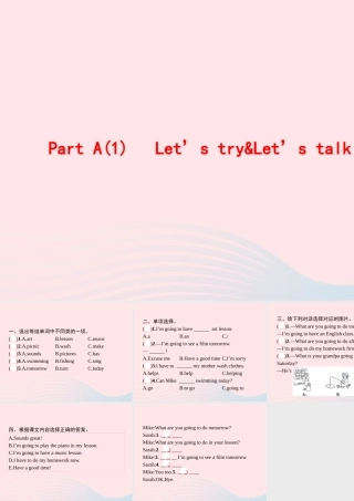 六年级英语上册 Unit 3 My weekend plan Part A（1）Let’s try Let’s talk作业课件 人教PEP版-人教PEP小学六年级上册英语课件