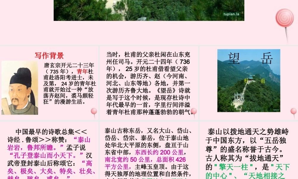 六年级语文上册 第11课《望岳》课件3 沪教版-沪教版小学六年级上册语文课件