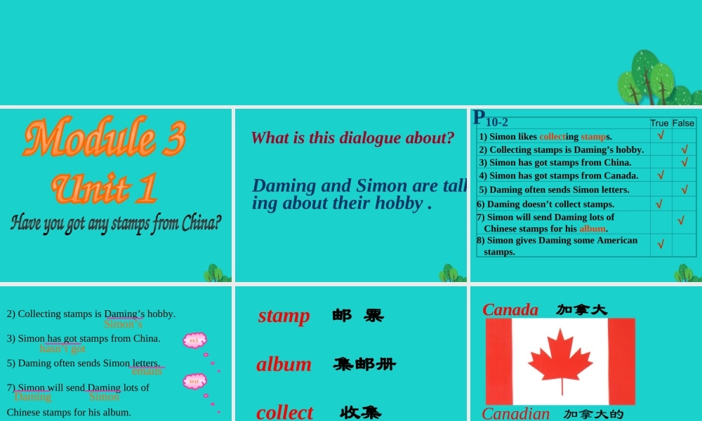 六年级英语上册 Unit 1 Have you got any stamps from China课件 外研版（一起）-外研版小学六年级上册英语课件