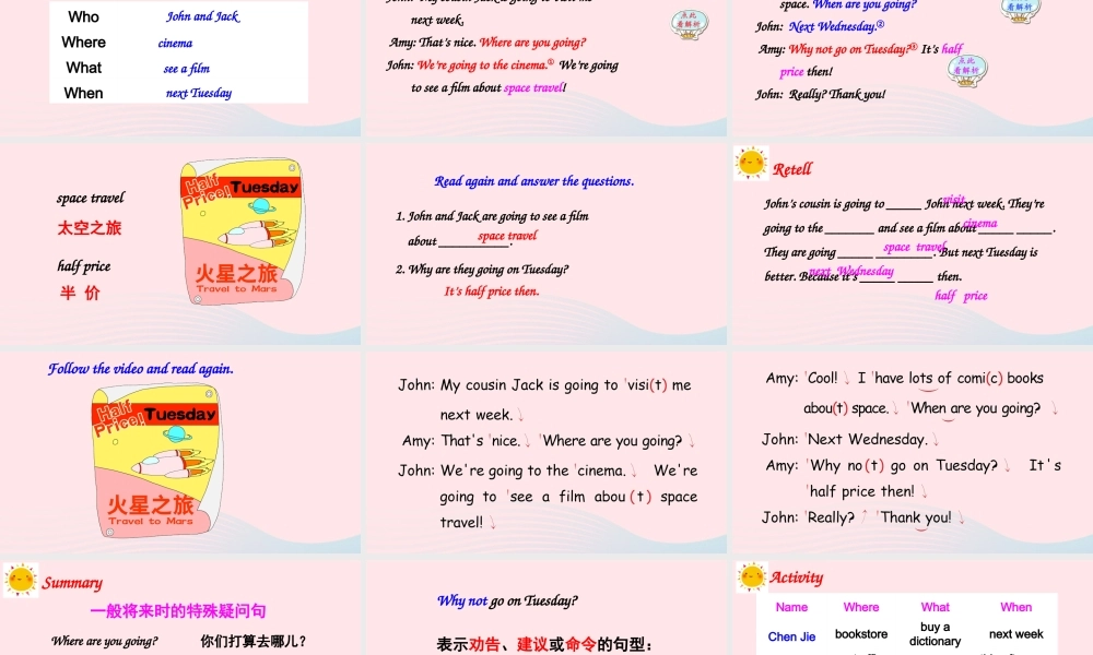 六年级英语上册 Unit 3 My weekend plan Part B 第2课时备用课件+素材 人教PEP版