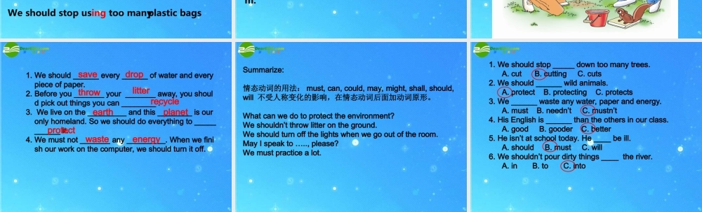 六年级英语下册 Lesson 8   Let’s save our planet 人教新目标版