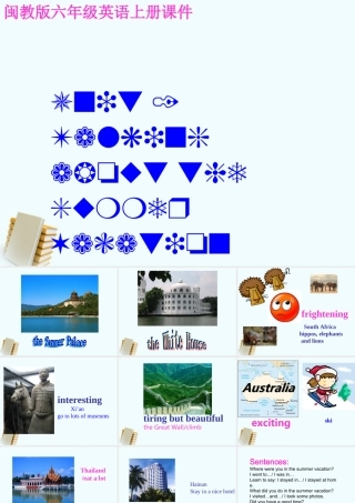 六年级英语上册 Unit 1 Talking about the Summer Vacation课件 闽教版