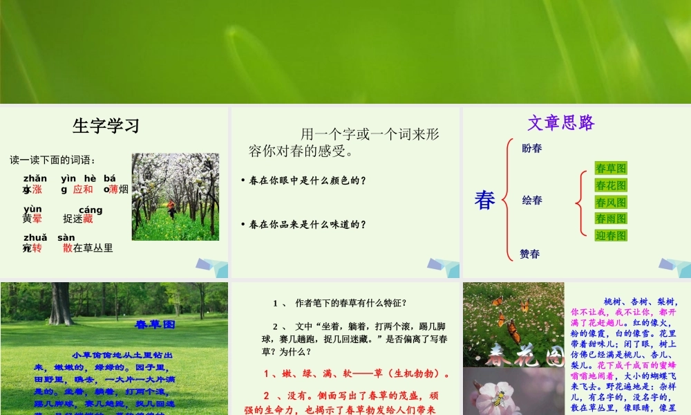 六年级语文上册 第13课 春课件2 鲁教版-鲁教版小学六年级上册语文课件