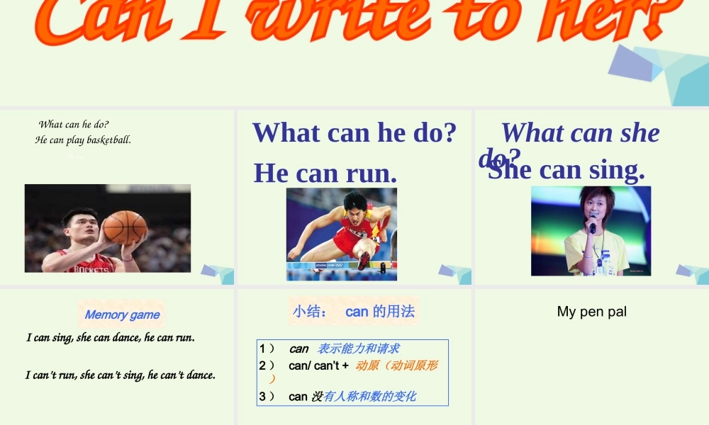 六年级英语上册 Unit 1 Unit 1 Can I write to her课件1 外研版（一起）-外研版小学六年级上册英语课件