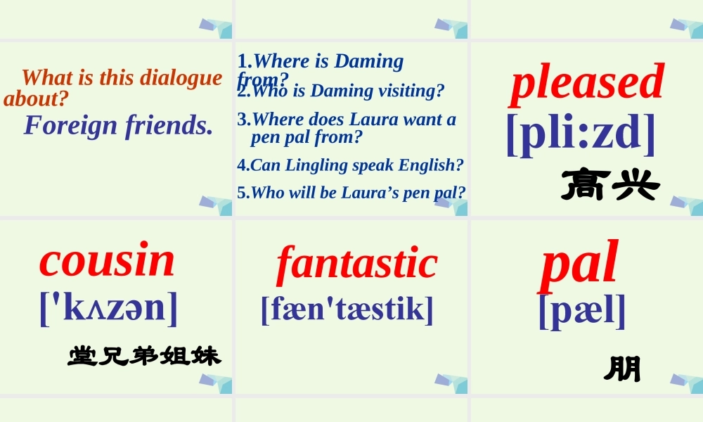 六年级英语上册 Unit 1 Unit 1 Can I write to her课件1 外研版（一起）-外研版小学六年级上册英语课件