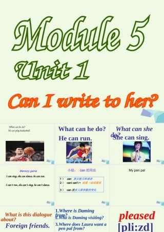 六年级英语上册 Unit 1 Unit 1 Can I write to her课件1 外研版（一起）-外研版小学六年级上册英语课件