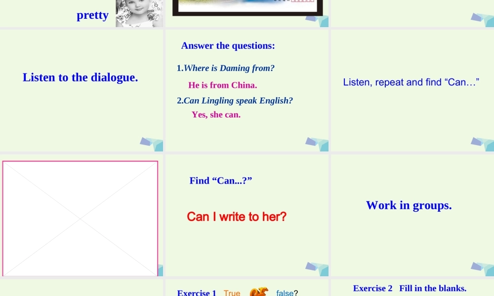 六年级英语上册 Unit 1 Unit 1 Can I write to her课件2 外研版（一起）-外研版小学六年级上册英语课件