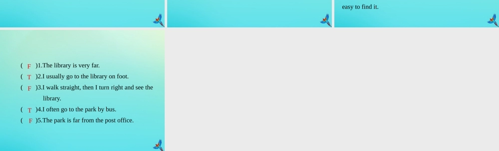 六年级英语上册 Unit 1 How can I get there Part B（第5课时）练习课件 人教PEP版-人教PEP小学六年级上册英语课件