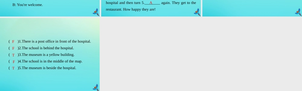 六年级英语上册 Unit 1 How can I get there Part B周末自主作业练习课件 人教PEP版-人教PEP小学六年级上册英语课件