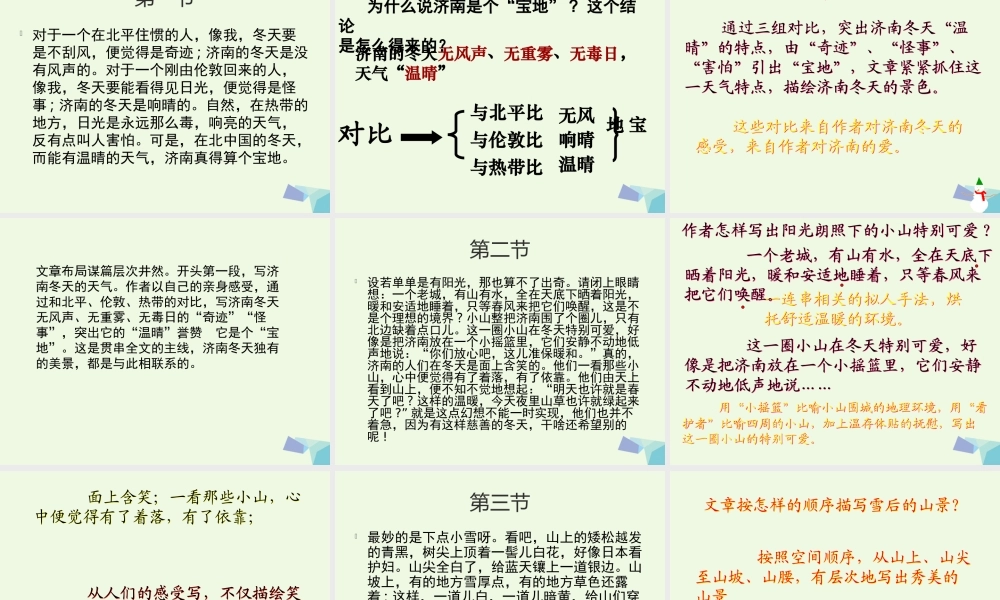 六年级语文上册 第14课 济南的冬天课件1 鲁教版-鲁教版小学六年级上册语文课件