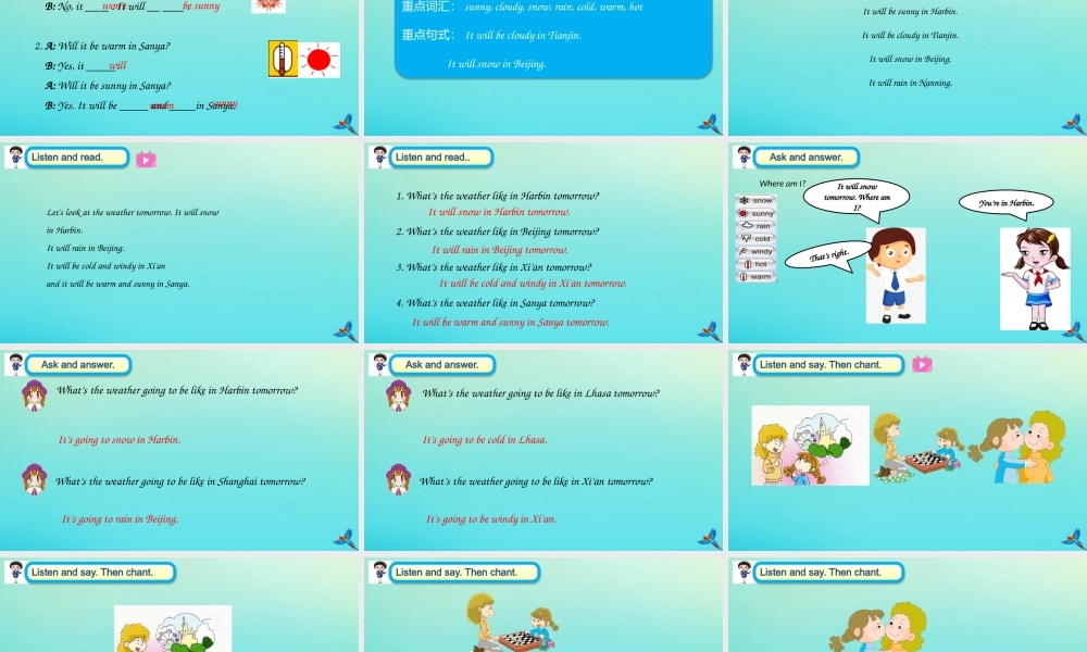 六年级英语下册 Module 2 Unit 2 It will snow in Harbin课件 外研版（三起）-外研版小学六年级下册英语课件