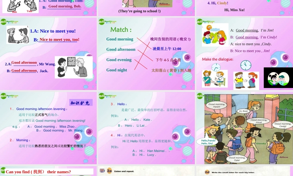 六年级英语上册 Unit 1Good morning!课件 鲁教版