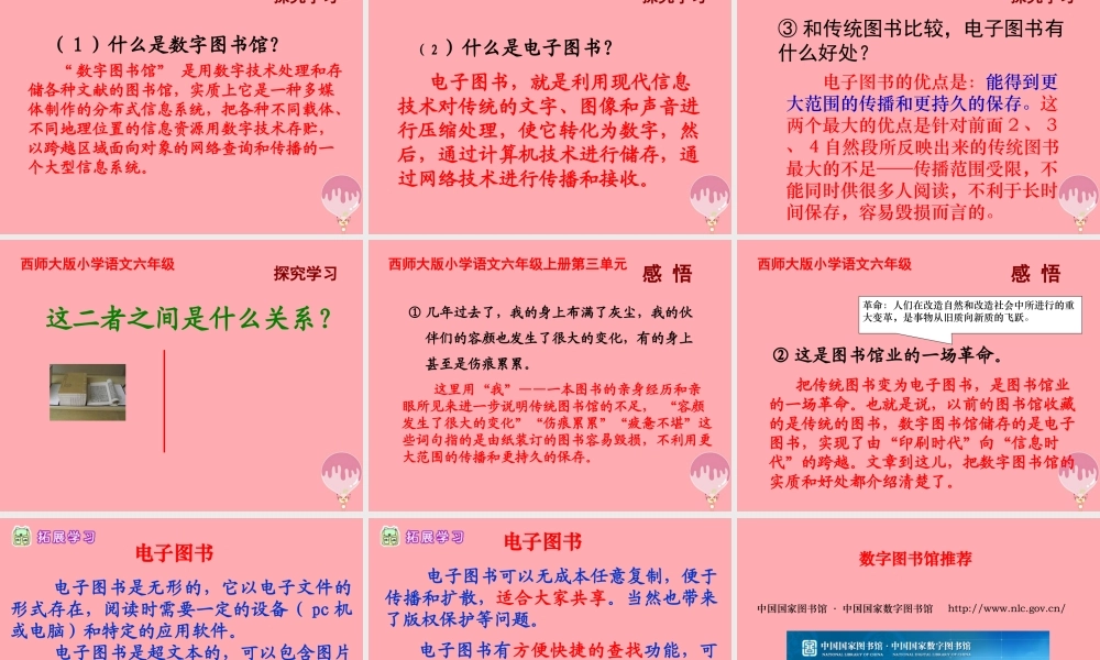 六年级语文上册 第14课 数字图书馆课件4 西师大版-西师大版小学六年级上册语文课件