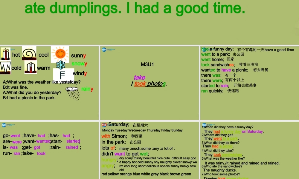 六年级英语下册 Module 3 Unit 1 I took some photos课件1 外研版（一起）