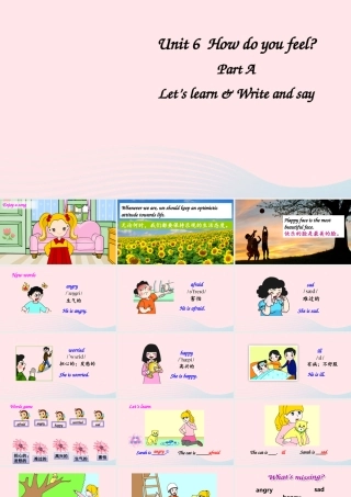 六年级英语上册 Unit 6 How do you feel Part A 第1课时备用课件+素材 人教PEP版