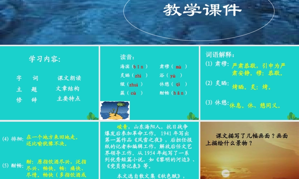 六年级语文上册 第15课 海滨仲夏夜课件1 鲁教版-鲁教版小学六年级上册语文课件