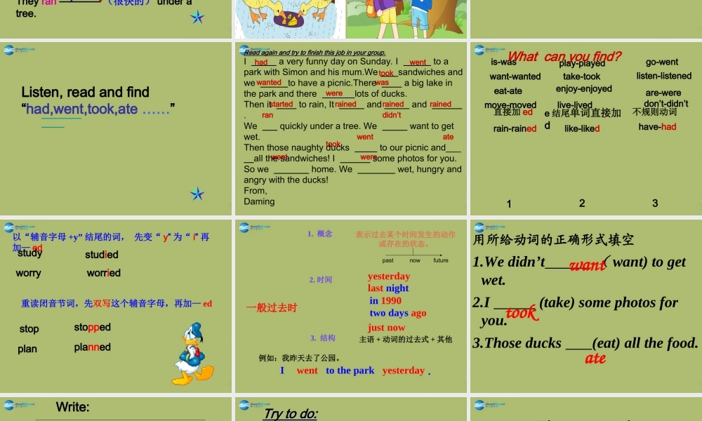 六年级英语下册 Module 3 Unit 1 I took some photos课件3 外研版（一起）