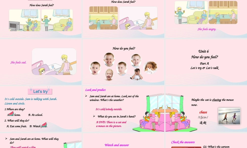 六年级英语上册 Unit 6 How do you feel Part A 第1课时上课课件+素材 人教PEP版