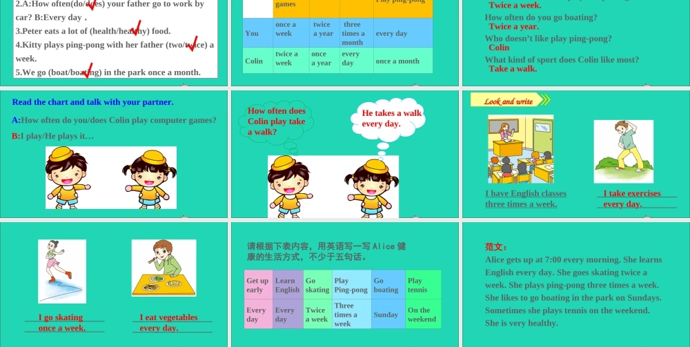 六年级英语上册 Unit 2 I'm healthy Part C课件+素材 陕旅版（三起）